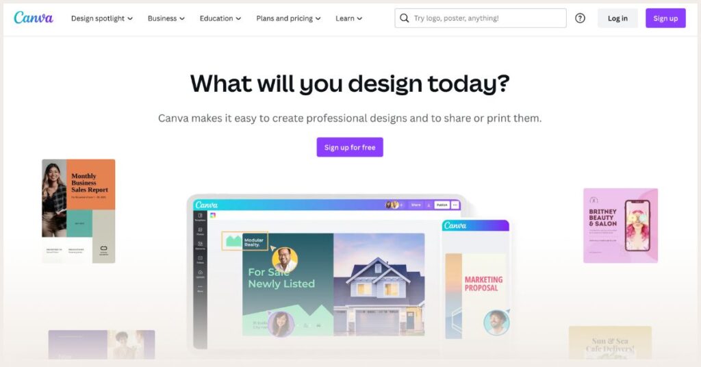 Screenshot of Canva website