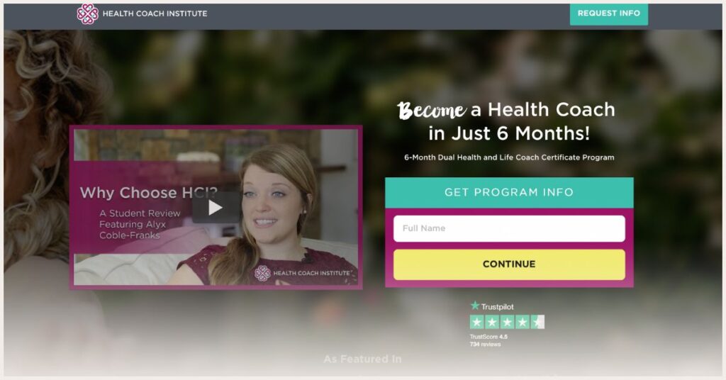 Screenshot of Health Coach Institute – Dual Life & Health Coach Certificate Program website