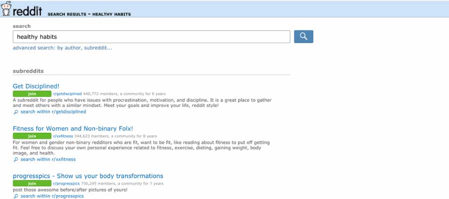 Reddit search health business