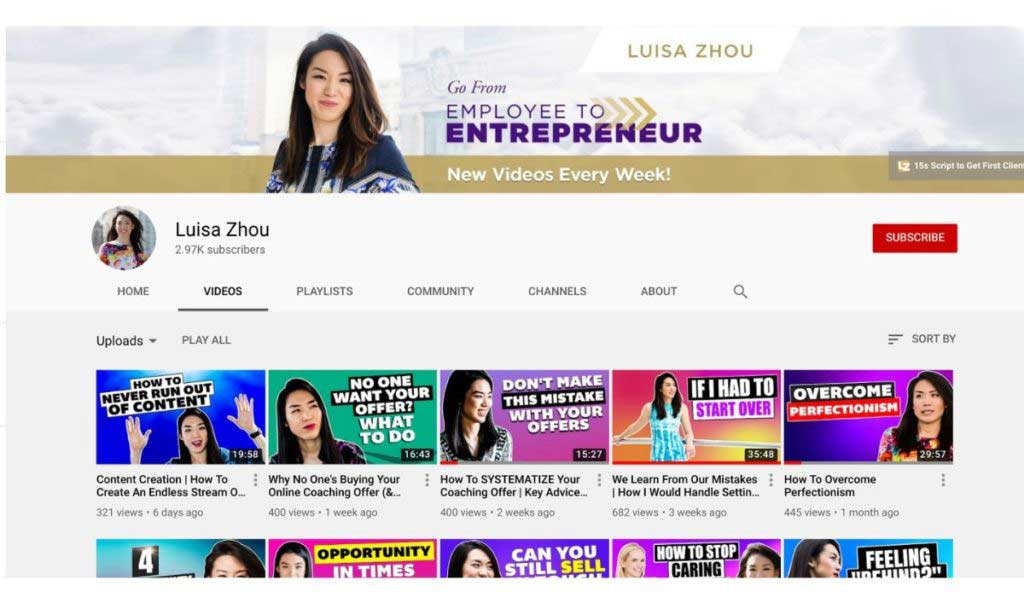 luisa zhou youtube feed