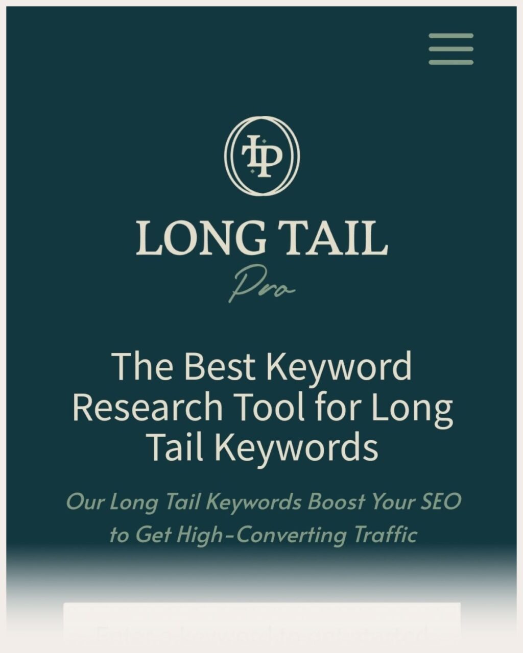 Screenshot of Long tail pro website