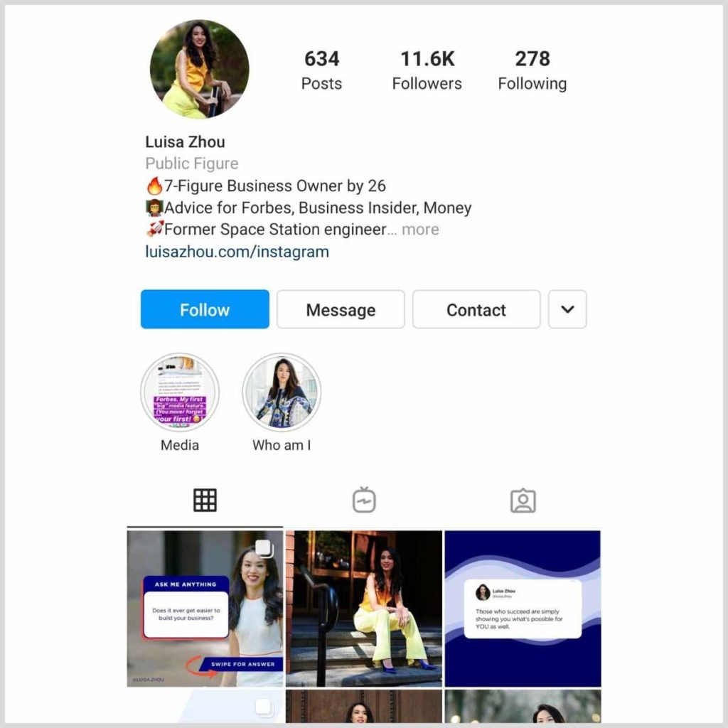 Luisa Zhou Instagram profile