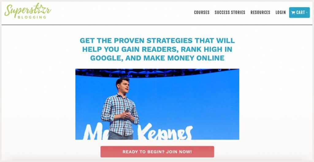 Screenshot of Superstar blogging course page