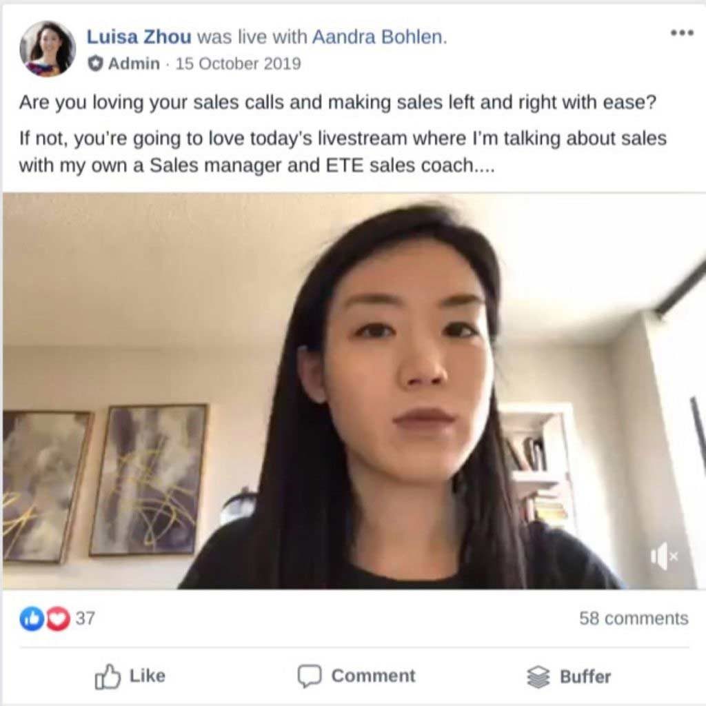 Facebook livestream example