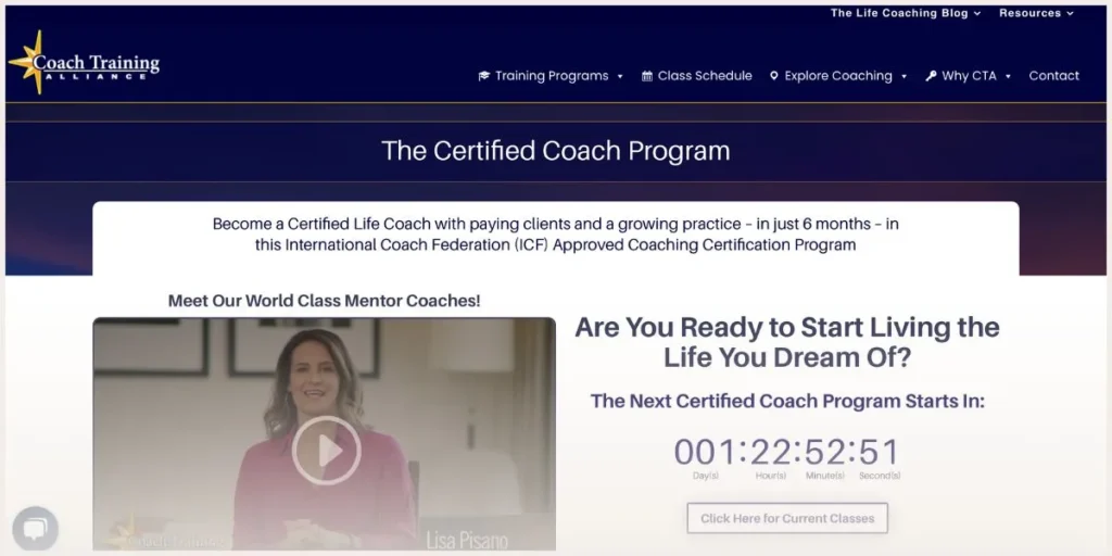 Screenshot of Coach Training Alliance website