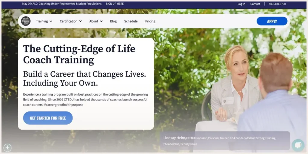 Screenshot of Coaching Training EDU website