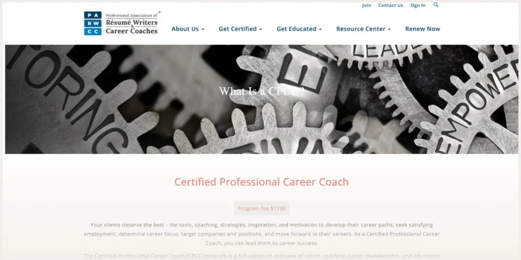 Screenshot of CPCC website