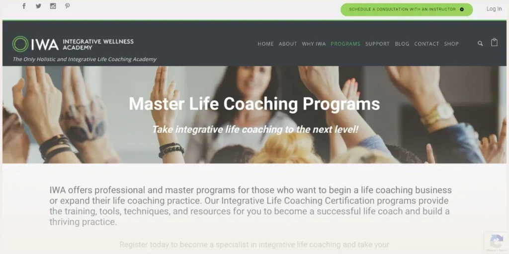 Screenshot of Integrative Wellness Academy website