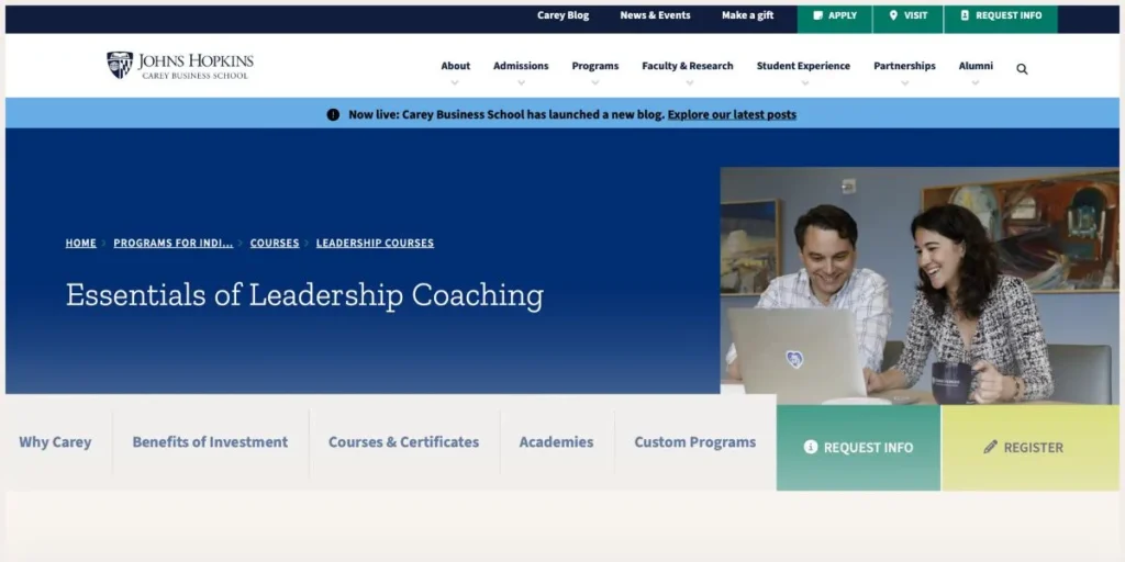 Screenshot of Johns Hopkins website