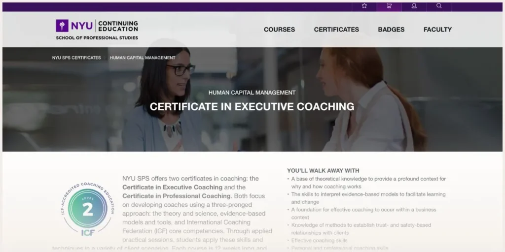 Screenshot of NYU website