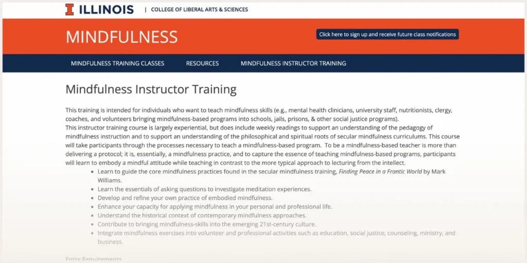 Screenshot of University of Illinois website 